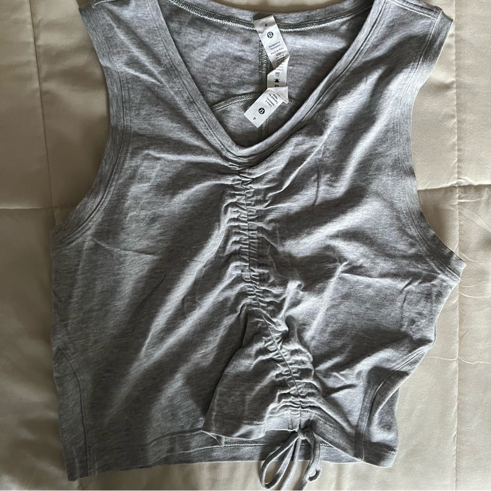 Gray Front Cinch Tank Top